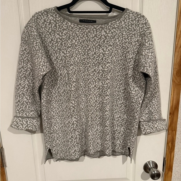 Tahari Tops - Tahari Gray Animal Print Sweater with cuffed sleeve